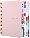 Undated Weekly Planner with Habit Tracker, 52 Weeks To Do List Notebook A5 Weekly Goal Planner with Spiral Binding & Stickers Home Work School Supplies for Women Girls 8.2" x 5.7" - Pink
