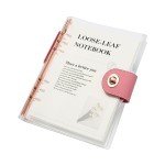 Clear A5 Refillable Notebook Binder with 90 Sheets Lined Paper Rose Gold 6-Ring Soft Transparent PVC Binder Cover Protector Shell Loose Leaf Journal Folders with PU Leather Lock Catch Closure