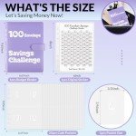 Zuozee 100 Envelopes Money Saving Challenge Binder, A5 Savings Binder with Cash Envelopes, Budget Binder for Planning and Saving $5050, Purple
