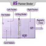 Mr. Pen- Leather Planner Binders, Composition Notebook Cover Refillable, Wallet Binder, 6 Ring (A5, Purple)