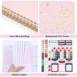 Undated Weekly Planner with Habit Tracker, 52 Weeks To Do List Notebook A5 Weekly Goal Planner with Spiral Binding & Stickers Home Work School Supplies for Women Girls 8.2" x 5.7" - Pink