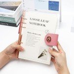 Clear A5 Refillable Notebook Binder with 90 Sheets Lined Paper Rose Gold 6-Ring Soft Transparent PVC Binder Cover Protector Shell Loose Leaf Journal Folders with PU Leather Lock Catch Closure