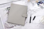 Moterm A5 Luxe Rings Planner - Genuine Leather Binder Organizer (30mm Ring, Pebble-Gray)