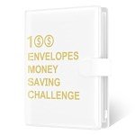 Rnivvi 100 Envelopes Money Saving Challenge Budget Binder, A5 Challenges Book with Cash Envelopes & Laminated Tracker, Cute Envelope Binder Kit for Women Men, Budgeting Planner to Save $5,050, White