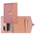 TRASEXTRA A5 Binder Loose-leaf Refillable Notebook Diary Organizer and Pen Set - 100 Sheets Of 200-Page,8.3×5.5IN,100gsm Cream Paper,Premium gift box included(Pink)
