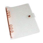 Personal A5 Glitter PVC Binder Cover Clear Soft PVC Notebook Shell 6 Rose Gold Round Ring Binders with Snap Button Closure Loose Leaf Folders (Personal A5, Glitter Cover + Rose Gold Binder)