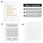 Rnivvi 100 Envelopes Money Saving Challenge Budget Binder, A5 Challenges Book with Cash Envelopes & Laminated Tracker, Cute Envelope Binder Kit for Women Men, Budgeting Planner to Save $5,050, White