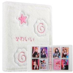 1Pcs a5 Binder 6 Ring Cartoon Plush Fish Board Kpop Photocard Binder Photo Album Binder with 4 Pocket Card Binder Sleeves a5 Planner Binder Collect Photo Card Book for Postcard Picture Storage