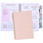 Undated Weekly Planner with Habit Tracker, 52 Weeks To Do List Notebook A5 Weekly Goal Planner with Spiral Binding & Stickers Home Work School Supplies for Women Girls 8.2" x 5.7" - Pink
