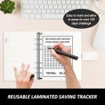 Rnivvi 100 Envelopes Money Saving Challenge Budget Binder, A5 Challenges Book with Cash Envelopes & Laminated Tracker, Cute Envelope Binder Kit for Women Men, Budgeting Planner to Save $5,050, White