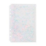 Chris.W 2 Pack Clear Plastic Zipper Pockets Envelopes for A5 6-Ring Binder Notebook, Built-in Glitter Flakes Decorations (A5 Size)