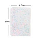 Chris.W 2 Pack Clear Plastic Zipper Pockets Envelopes for A5 6-Ring Binder Notebook, Built-in Glitter Flakes Decorations (A5 Size)