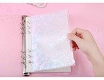 Chris.W 2 Pack Clear Plastic Zipper Pockets Envelopes for A5 6-Ring Binder Notebook, Built-in Glitter Flakes Decorations (A5 Size)