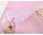 Chris.W 2 Pack Clear Plastic Zipper Pockets Envelopes for A5 6-Ring Binder Notebook, Built-in Glitter Flakes Decorations (A5 Size)
