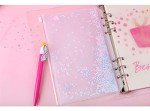 Chris.W 2 Pack Clear Plastic Zipper Pockets Envelopes for A5 6-Ring Binder Notebook, Built-in Glitter Flakes Decorations (A5 Size)