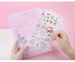 Chris.W 2 Pack Clear Plastic Zipper Pockets Envelopes for A5 6-Ring Binder Notebook, Built-in Glitter Flakes Decorations (A5 Size)