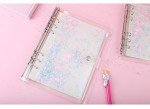 Chris.W 2 Pack Clear Plastic Zipper Pockets Envelopes for A5 6-Ring Binder Notebook, Built-in Glitter Flakes Decorations (A5 Size)