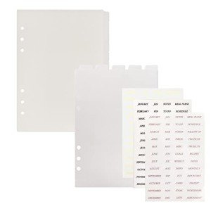 Multibey A5 Binder with Translucent Dividers, 6-Ring Plastic Binder Index for Planner Journal (5 Vertical + 12 Side Tabs + Tab Stickers)