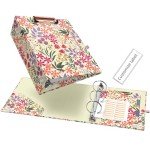 Ospelelf Mini 3 Ring Binder 2 Inch, Cute Binder for 5.5" x 8.5" with 5 Tab Dividers, File Folder Labels and Low Profile Clipboards, Floral Binder for School Supplies and Office Supplies