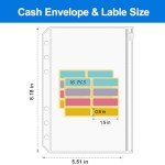 KTRIO 16PCS A5 Binder Pocket Money Saving Challenge Binder Cash Envelope, 6 Hole Clear Zipper Pouch Folders A5 Planner Journal Inserts for Budgeting, Waterproof PVC Loose Leaf Filing Bags