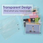 Mr. Pen A5 Plastic Binder Pockets, 8 Pieces, 6 Ring Binder Holes, 8 Pcs, Clear Envelopes for Cash, Money Organizer, Lightweight, Easy to Carry