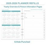 2025-2026 Planner Refills for A5 Binder - One Page Per Day Daily ＆ Monthly Planner, July 2025-June 2026, Prioritized, To-Do List, Notes, Appointment Schedule, 6-Hole Punched, 5.8" x 8.3"