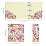 Ospelelf Mini 3 Ring Binder 2 Inch, Cute Binder for 5.5" x 8.5" with 5 Tab Dividers, File Folder Labels and Low Profile Clipboards, Floral Binder for School Supplies and Office Supplies