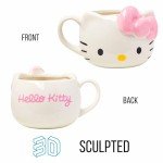 Silver Buffalo Sanrio Hello Kitty Pink Bow Ceramic 3D Sculpted Mug, 20 Ounces