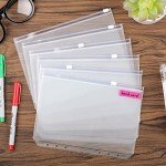 KTRIO 16PCS A5 Binder Pocket Money Saving Challenge Binder Cash Envelope, 6 Hole Clear Zipper Pouch Folders A5 Planner Journal Inserts for Budgeting, Waterproof PVC Loose Leaf Filing Bags