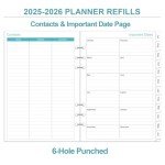 2025-2026 Planner Refills for A5 Binder - One Page Per Day Daily ＆ Monthly Planner, July 2025-June 2026, Prioritized, To-Do List, Notes, Appointment Schedule, 6-Hole Punched, 5.8" x 8.3"