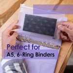 Mr. Pen A5 Plastic Binder Pockets, 8 Pieces, 6 Ring Binder Holes, 8 Pcs, Clear Envelopes for Cash, Money Organizer, Lightweight, Easy to Carry