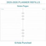 2025-2026 Planner Refills for A5 Binder - One Page Per Day Daily ＆ Monthly Planner, July 2025-June 2026, Prioritized, To-Do List, Notes, Appointment Schedule, 6-Hole Punched, 5.8" x 8.3"
