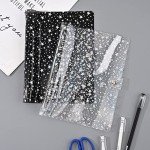 NEWEST 2 Pack 6 Ring Binder Cover, A5 Glitter Binder with Snap Button Closure Loose Leaf Folder Notebook (Black & Transparent)
