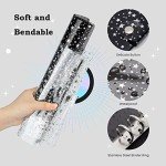 NEWEST 2 Pack 6 Ring Binder Cover, A5 Glitter Binder with Snap Button Closure Loose Leaf Folder Notebook (Black & Transparent)