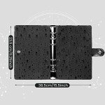 NEWEST 2 Pack 6 Ring Binder Cover, A5 Glitter Binder with Snap Button Closure Loose Leaf Folder Notebook (Black & Transparent)