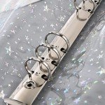 NEWEST 2 Pack 6 Ring Binder Cover, A5 Glitter Binder with Snap Button Closure Loose Leaf Folder Notebook (Black & Transparent)