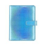 A5 Binder Cover Glitter Blue PU Leather Binder Cover Refillable 6-Ring Planner Budget Binders Loose-Leaf Notebook Binder Covers with Magnetic Buckle Closure