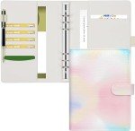 Colacoo Aesthetic Leather A5 Binder 6 Ring Binder Planner Notebook Cover for A5 Filler Paper(Inner Paper Not Included), A5 Size, Gradient Color