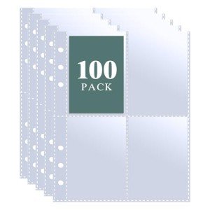 100 Pack 800 Pockets 6 Ring A5 Planner Inserts, Double-Side Photocard Sleeves for Kpop Trading Card Binder