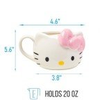 Silver Buffalo Sanrio Hello Kitty Pink Bow Ceramic 3D Sculpted Mug, 20 Ounces