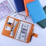 Antner A6 PU Leather Notebook Binder Refillable 6 Ring Binder for A6 Filler Paper, Loose Leaf Personal Planner Binder Cover with Magnetic Buckle Closure, Dark Yellow