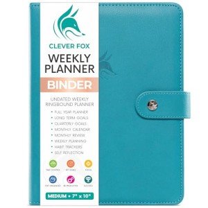 Clever Fox Weekly Planner Binder – Goal Setting Planner for Time Management & Weekly Tasks – Work & Life Organizer with To Do List & Habit Tracker – Undated, 7″ x 9″ Hardcover (Turquoise)