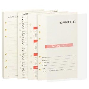 SAYEEC A5 Refill Paper Loose Leaf Lined Paper for A5 Planner Organizer 6 Holes Ring Binder Planner for Journals Notebooks Diaries Inserts, 80 Sheets