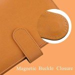 Antner A6 PU Leather Notebook Binder Refillable 6 Ring Binder for A6 Filler Paper, Loose Leaf Personal Planner Binder Cover with Magnetic Buckle Closure, Dark Yellow