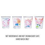 Silver Buffalo Sanrio Hello Kitty Spring Garden Flowers 4 Pack Mini Glass Set, 1.5 Ounces