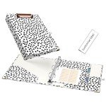 EYROZILL A5 Binder 1 Inch 3 Ring for 5.5" x 8.5" Paper with Clipboard and Pocket, Mini Binders for School Office Supplies and Home, Polka Dots