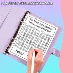 100 Envelopes Money Saving Challenge with Cute Stickers, A5 Money Saving Binder with Cash Envelopes，Budget Binder Savings Challenge Book for 100 Day to Save $5,050 for Budgeting Planner(Purple)
