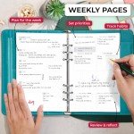 Clever Fox Weekly Planner Binder – Goal Setting Planner for Time Management & Weekly Tasks – Work & Life Organizer with To Do List & Habit Tracker – Undated, 7″ x 9″ Hardcover (Turquoise)