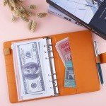 Antner A6 PU Leather Notebook Binder Refillable 6 Ring Binder for A6 Filler Paper, Loose Leaf Personal Planner Binder Cover with Magnetic Buckle Closure, Dark Yellow