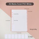 DY.2ten White Dividers for 6 Ring Binder, 7-Tab Sturdy Plastic Dividers, A5 Index Divider, 6 Hole Binder Dividers, Insertable Notebook Planner Tab Dividers for Binders